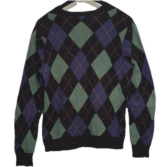 Polo Ralph Lauren Sweater Adult Extra Large V Neck Argyle Cotton Cashmere VTG - Picture 2 of 3